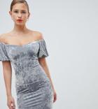 New Look Crushed Velvet Bardot Bodycon Dress - Multi