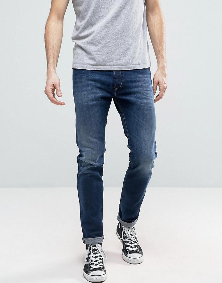Diesel Tepphar Skinny Jean 860l Dark Wash Abraisions - Blue