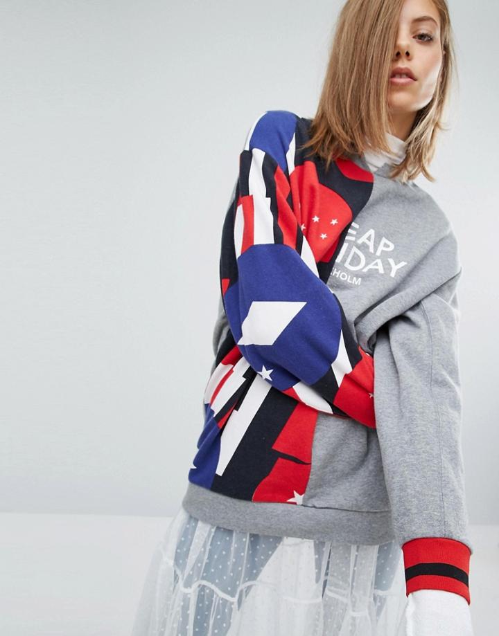 Cheap Monday Cut & Shut Logo Sweatshirt - Gray