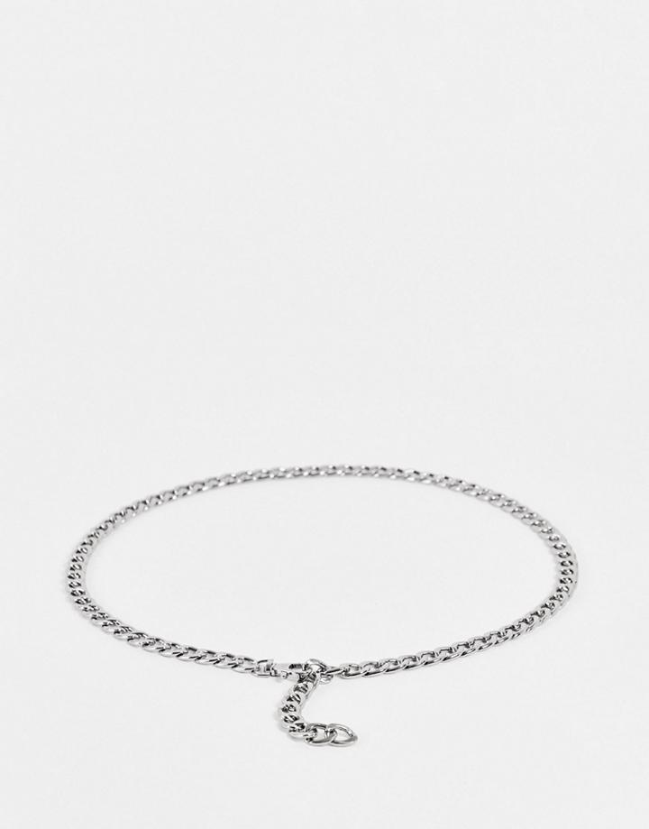Asos Design Chain Belt In Silver Tone