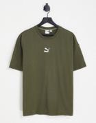 Puma Classics Boxy T-shirt In Khaki-green
