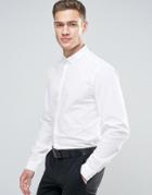 Asos Stretch Slim Shirt With Button Down Collar In White - White