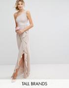 Tfnc Tall One Shoulder Maxi Dress With Frill Detail - Pink