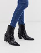 Truffle Collection Studded Pointed Western Boot In Black