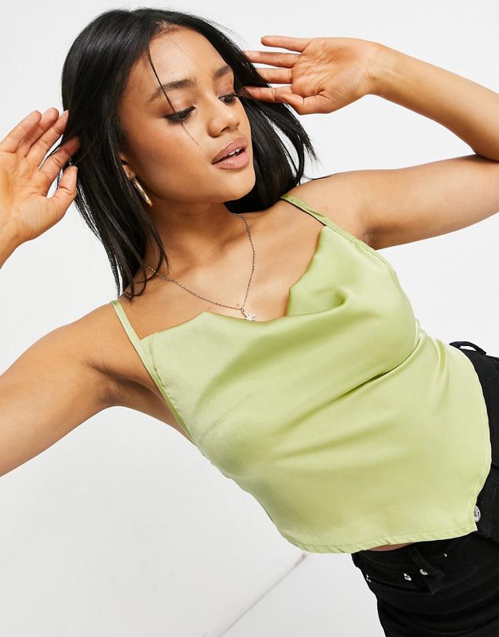 Naanaa Tie Back Scarf Top In Wasabi Green