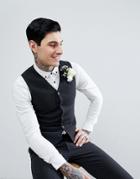 Asos Wedding Super Skinny Vest In Charcoal Houndstooth - Gray