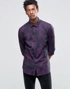 Devils Advocate Printed Slim Fit Shirt - Purple