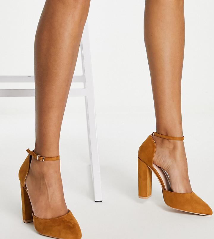 Raid Wide Fit Mahi Block Heel Shoes In Camel-neutral