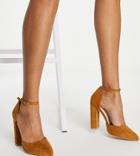 Raid Wide Fit Mahi Block Heel Shoes In Camel-neutral