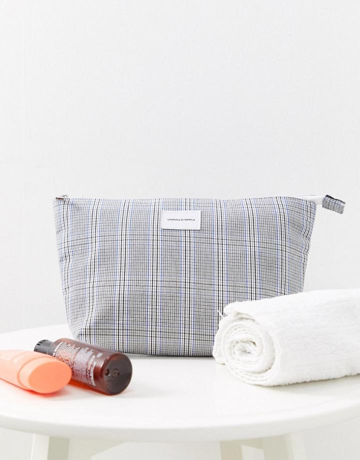 Asos Design Toiletry Bag With Check Design
