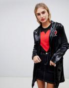 Love Moschino Patent Rain Coat With Heart Logo - Black