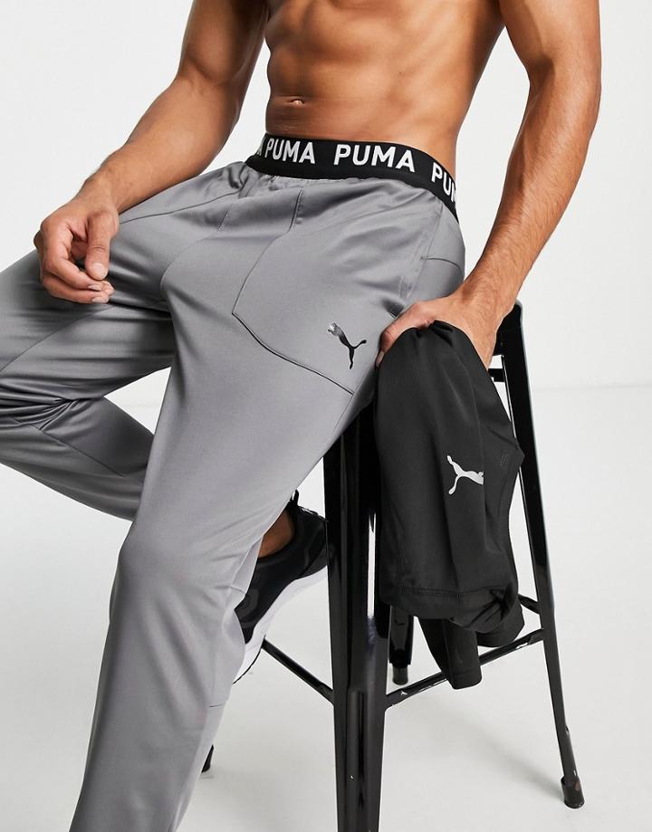 Puma Training Sweatpants With Branded Waistband In Dark Gray