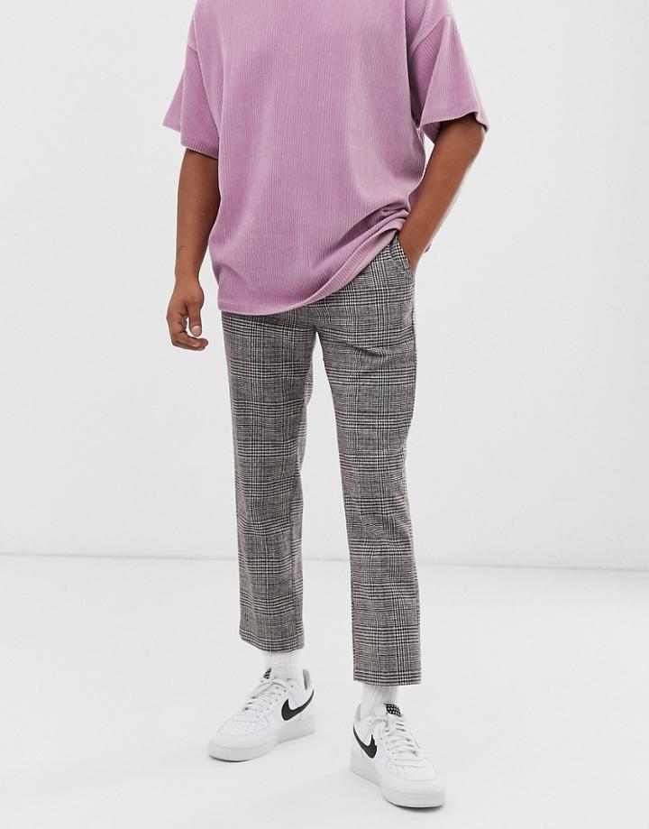 Weekday Charlie Check Pants In Beige/gray - Beige