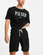 Brave Soul Loungewear Shorts Set With Logo In Black