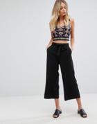 New Look Wide Leg Cropped Pant - Black