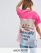 Asos Petite T-shirt With Cut About Varsity Print - Pink