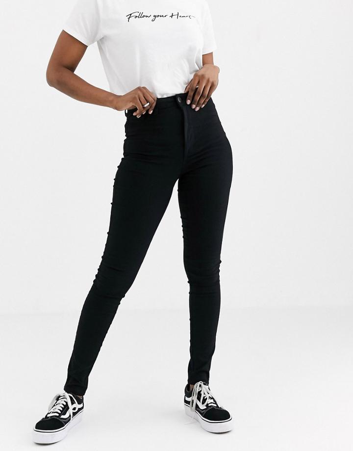 Pieces Skinny Jeggings With High Waist In Black