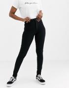 Pieces Skinny Jeggings With High Waist In Black