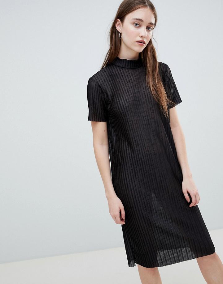 Pieces Jose Plisse Midi Dress - Black