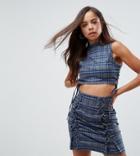 Missguided Petite Lace Up Crop Top - Multi