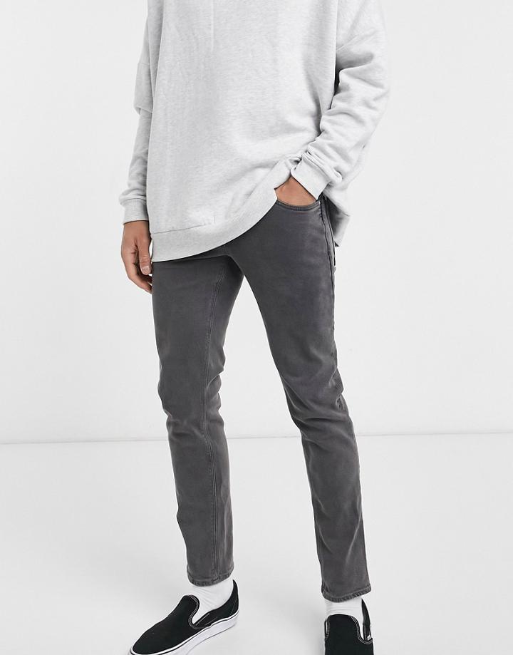 Asos Design Stretch Slim Jeans In Vintage Washed Black