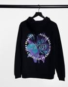 Asos Design Hoodie With Floral And Text Back Graphic In Black