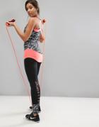 Elle Sports Color Pop Mesh Gym Leggings - Black