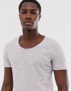 Selected Homme Scoop Neck Top In White Stripe