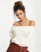 Outrageous Fortune Off Shoulder Top With Balloon Sleeve In Cream-white