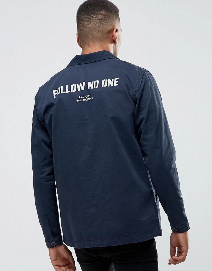 Pull & Bear Worker Jacket In Navy - Navy