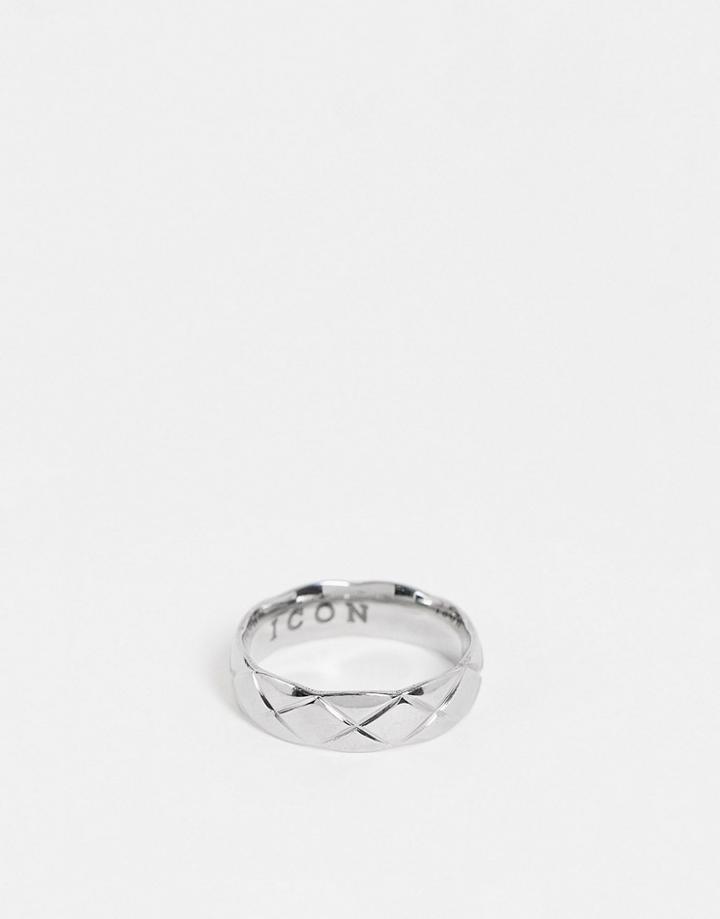 Icon Brand Stainless Steel Textured Band Ring In Silver