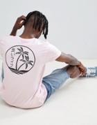 Asos Design T-shirt With Palm And Text Back Print - Pink
