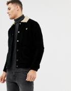 Lyle & Scott Jumbo Cord Jacket With Fleece Collar In Black - Black