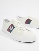 Fred Perry Underspin Twill Contrast Stripe Sneakers In Off White - White