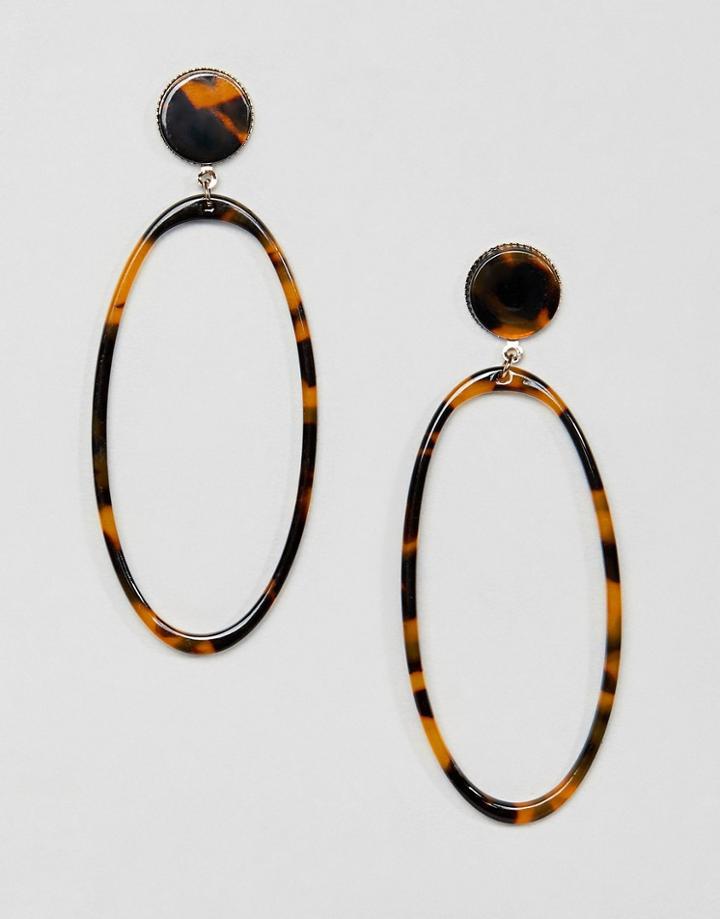 Asos Design Earrings In Tortoiseshell Open Shape Design - Multi