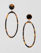 Asos Design Earrings In Tortoiseshell Open Shape Design - Multi