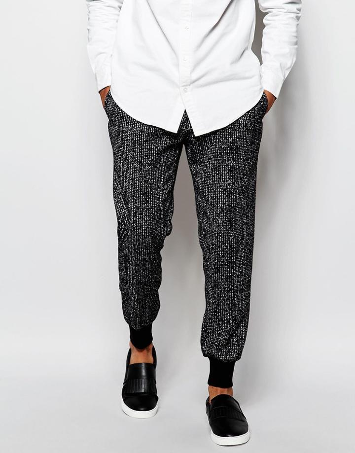Asos Slim Fit Smart Joggers In Textured Fabric - Black