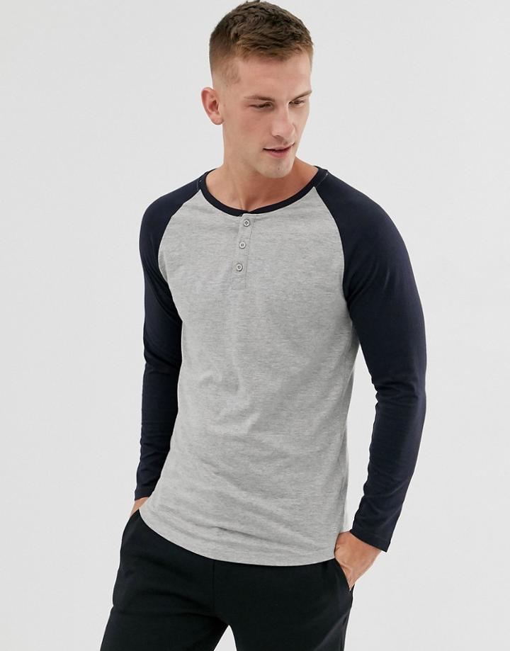 Soul Star Long Sleeve Raglan In Navy - Navy