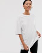 Monki Oversized Longline T-shirt In White - White