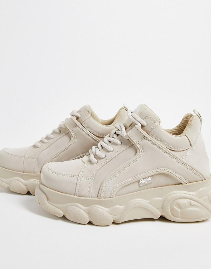 Buffalo Cld Corin Low Platform Sneakers In Cream-white