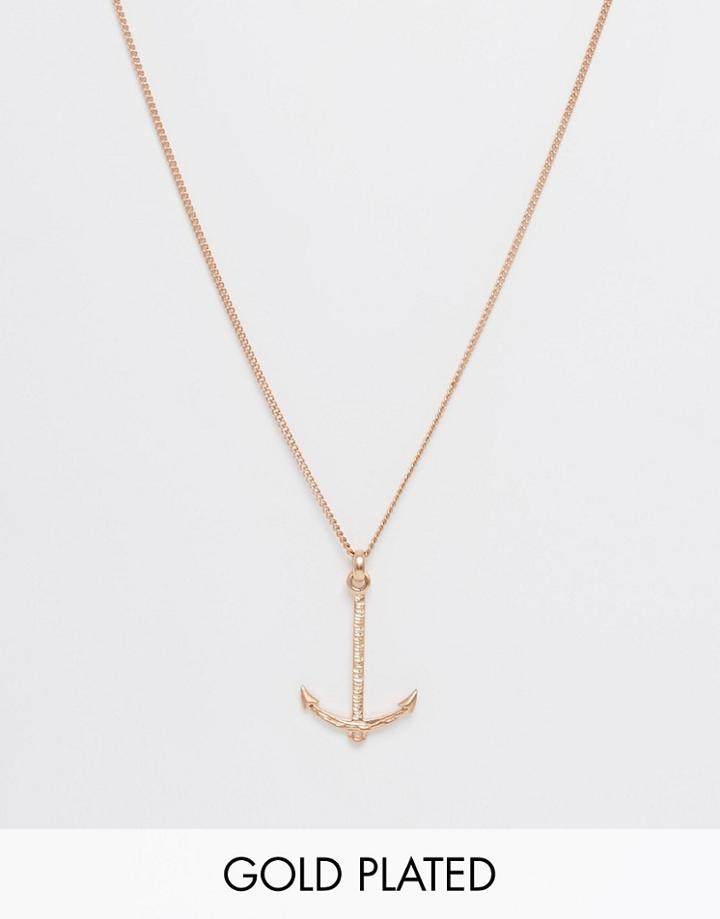 Simon Carter Anchor Necklace In Rose Gold - Gold