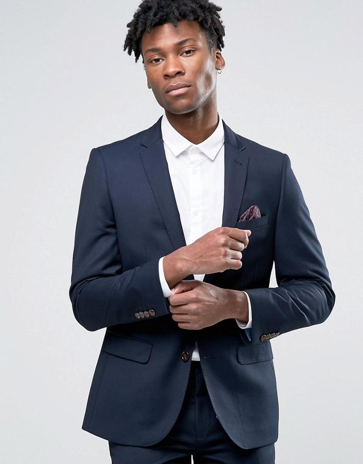 Harry Brown Slim Fit Suit Jacket In Navy - Navy