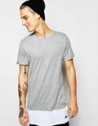 Produkt Longline T-shirt With Contrast Hem - Gray