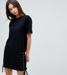 Chorus Tall Lace Up Side Jersey Shift Dress - Pink