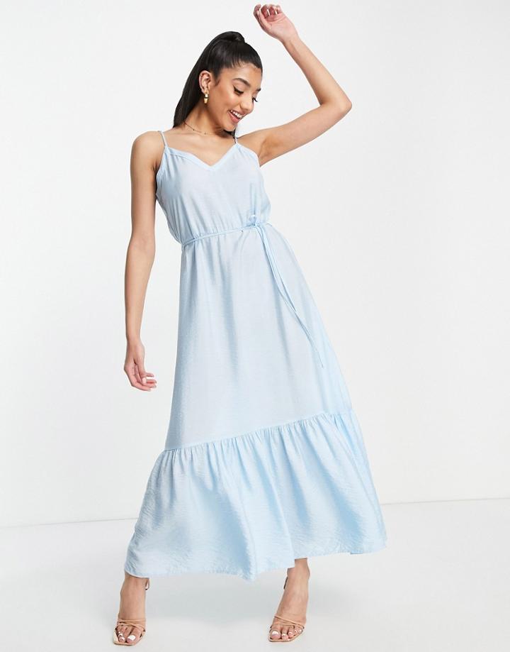 Jdy Cami Maxi Dress With Tie Waist In Blue