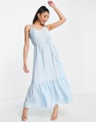 Jdy Cami Maxi Dress With Tie Waist In Blue