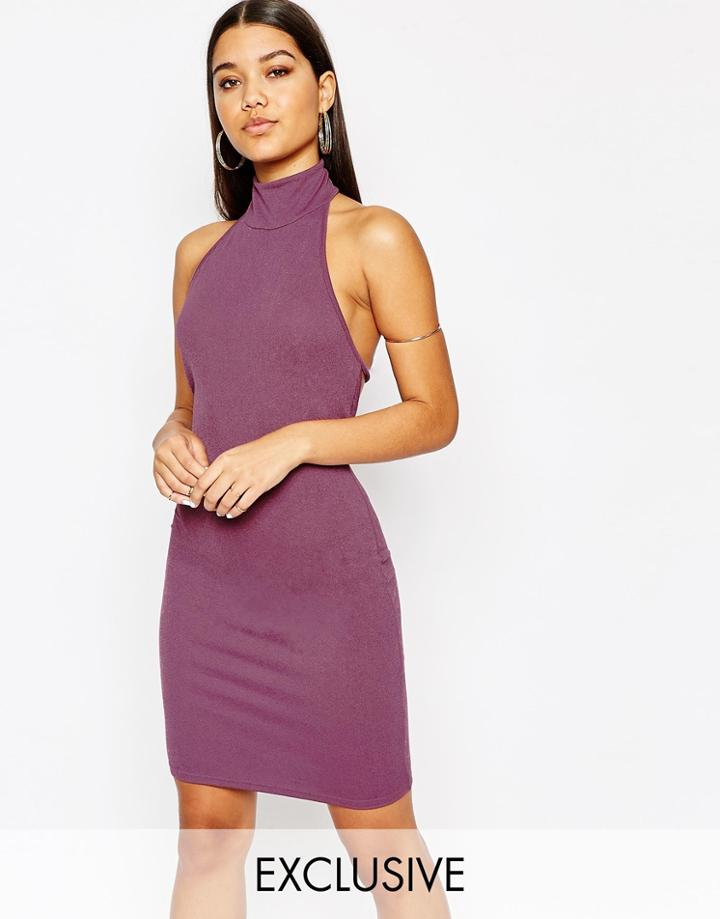 Club L Crepe High Neck Midi Dress - Orchid