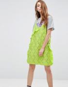 Asos Long Beach T-shirt Dress With Lace Cami - Multi