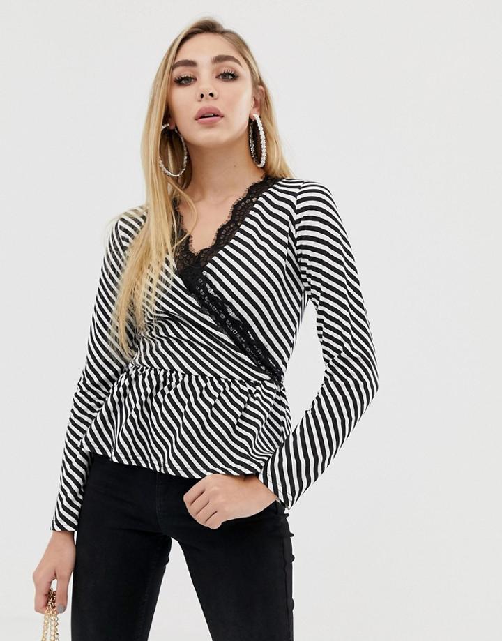 Lipsy Stripe Wrap Top - Multi