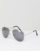 7x Aviator Sunglasses With Black Color Lens - Silver